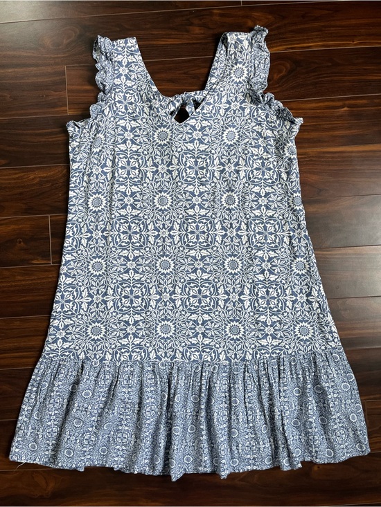Next x Morris & Co. Dresses & Skirts - Next x Morris & Co. Blue Floral Print Ruffle Hem Mini Dress, 12